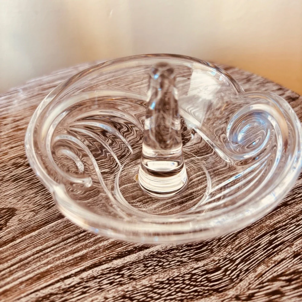 Glass Ring Holder Dish Swirl Design Vanity Jewelry Organizer - Picture 4 of 4